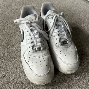 Nike Air Force 1, white and Silver, Women’s size 9